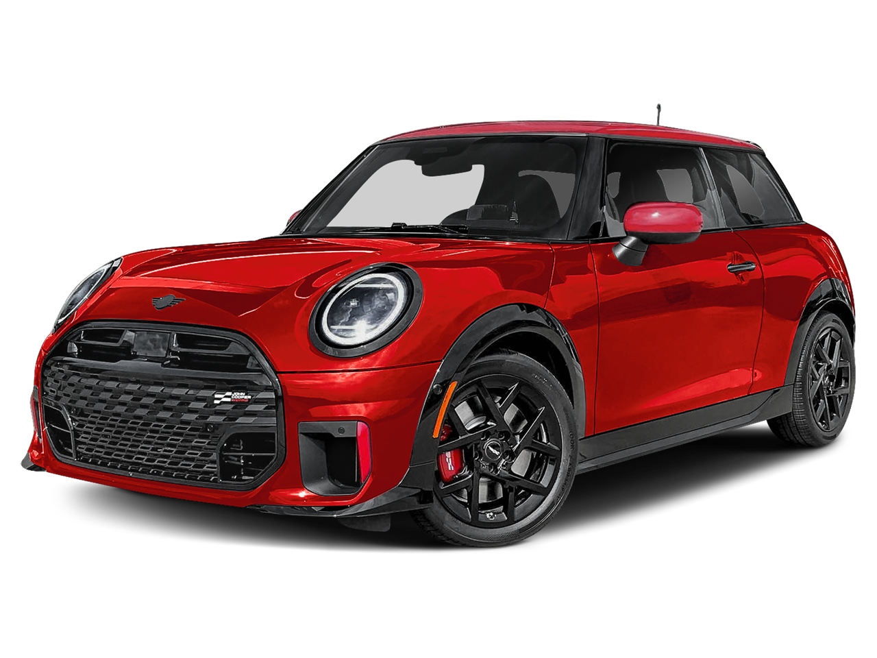 2026 MINI 2 DOOR ICONIC in Chili Red II — front three-quarter view