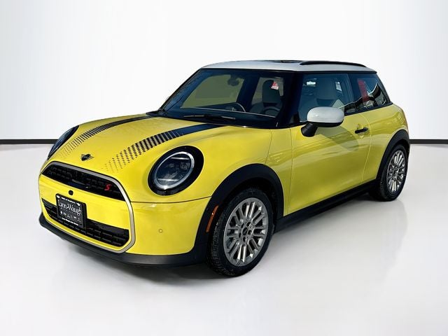 2026 MINI 2 DOOR ICONIC in Sunny Side Yellow — front three-quarter view