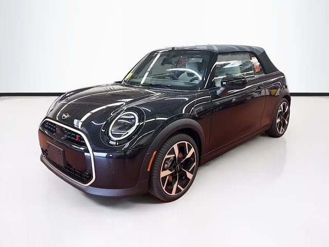 2026 MINI CONVERTIBLE ICONIC in Midnight Black II Metallic — front three-quarter view
