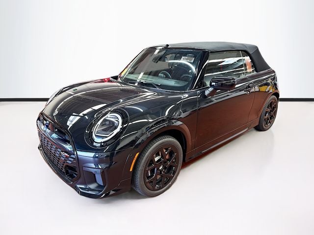 2026 MINI CONVERTIBLE ICONIC in Midnight Black II Metallic — front three-quarter view