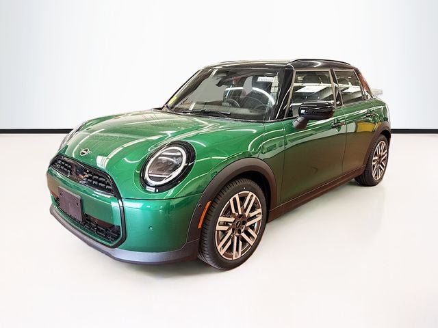 2026 MINI 4 DOOR SIGNATURE PLUS in British Racing Green IV Met — front three-quarter view